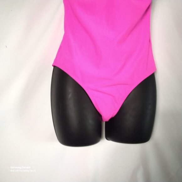 Hot Pink 1 Pc. Swimsuit Lace-up Back Sweetheart Front High Thighs Jr. Various - Picture 3 of 5